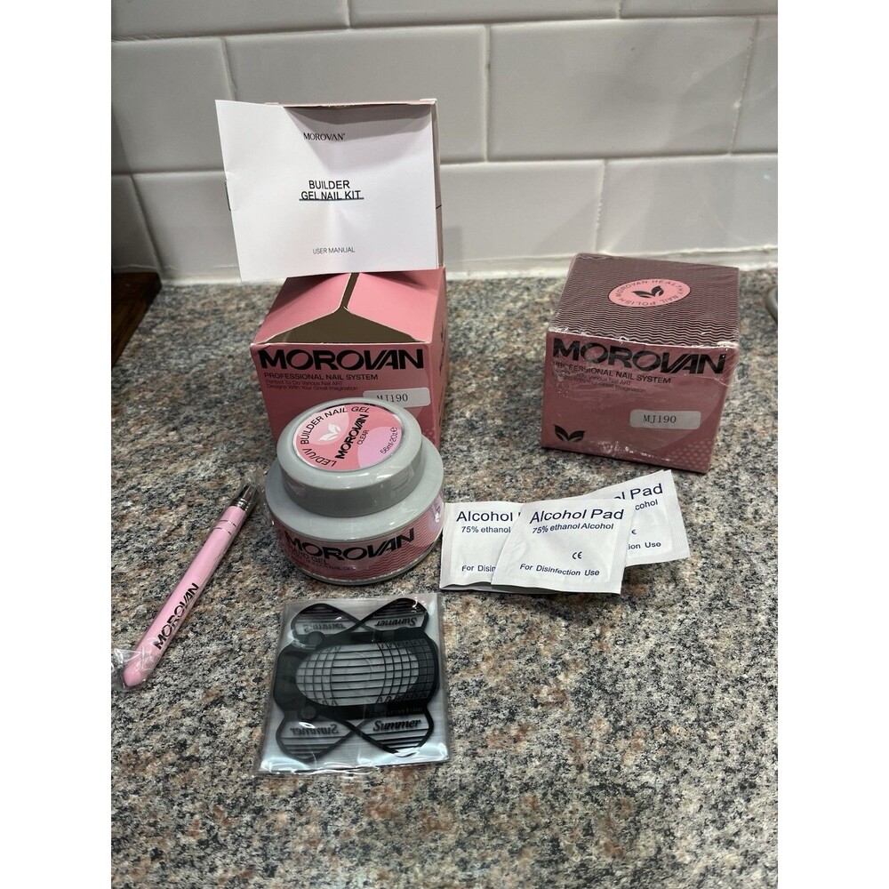 PACK OF 2 Morevan LED/UV Hard Gel Manicure Set with Forms Exp 3/2027 Builder Set